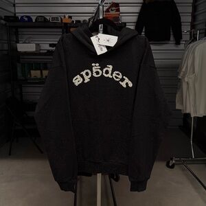 Spider Vvs Rhinestone Diamond Black Mens/ Unisex Hoodie Large